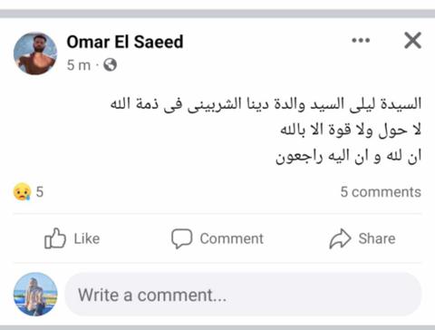 عمر سعيد يكتب عن وفاة والدة دينا الشربيني