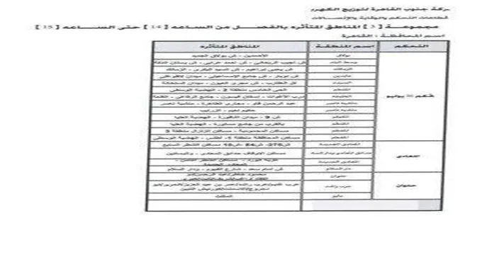 بدءًا من اليوم .. لمدة ساعتين| جدول تخفيف أحمال