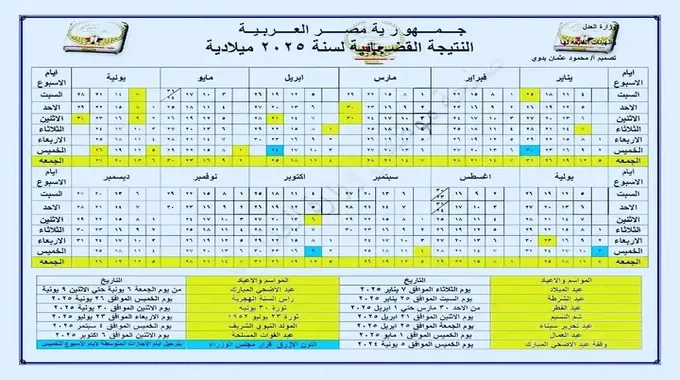 مواعيد الإجازات الرسمية في مصر 2025